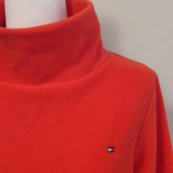 Tommy Hilfiger turtleneck orange faux fur fleece Size M - Picture 2 of 9